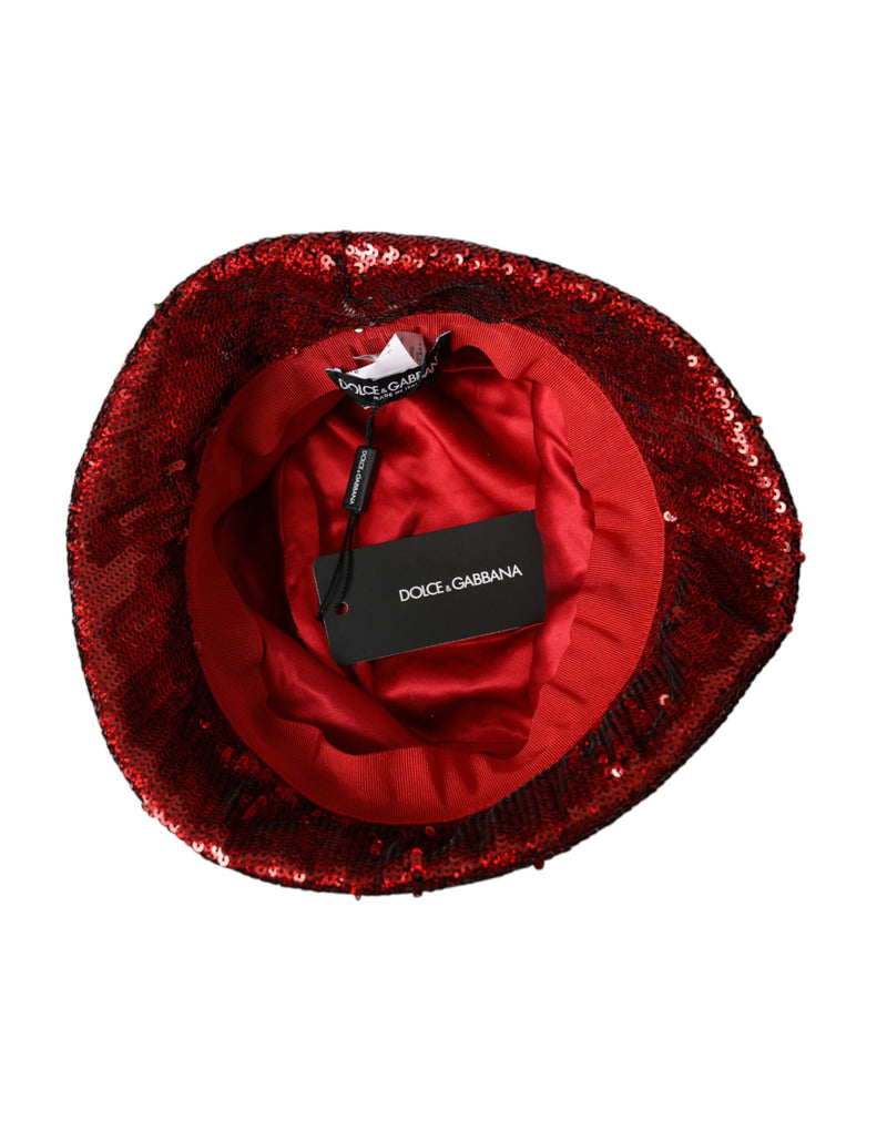 Bob en nylon à paillettes rouges Dolce & Gabbana pour homme