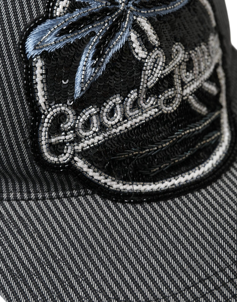 Casquette de baseball en coton noir ornée Dolce & Gabbana pour homme