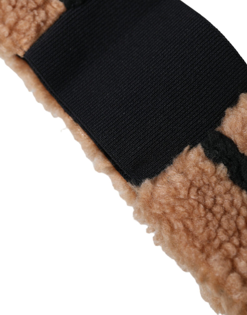 Chapeau bandeau en laine polaire marron et noir Dolce & Gabbana pour homme