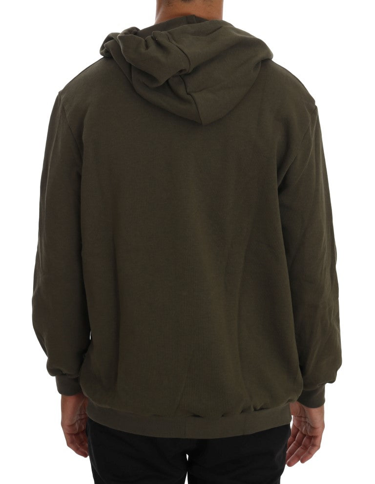 Pull en coton à capuche avec fermeture éclair intégrale verte de Daniele Alessandrini