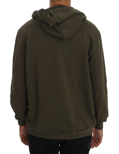 Pull en coton à capuche avec fermeture éclair intégrale verte de Daniele Alessandrini