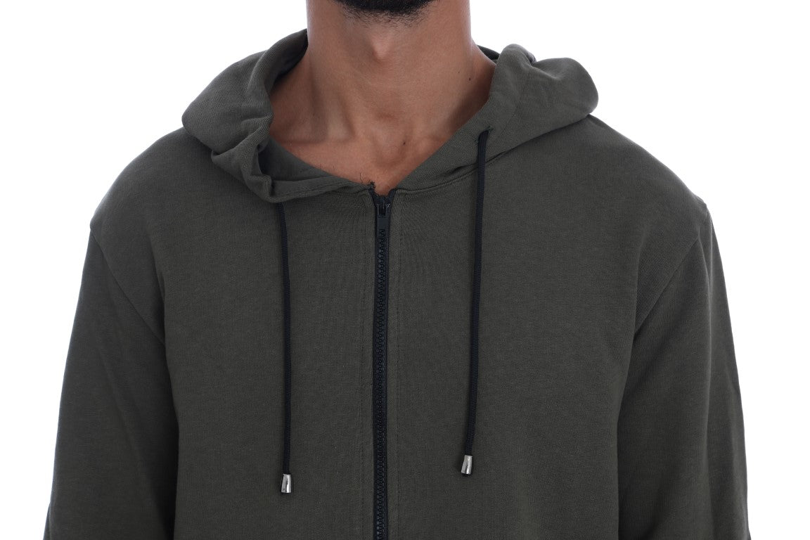 Pull en coton à capuche avec fermeture éclair intégrale verte de Daniele Alessandrini