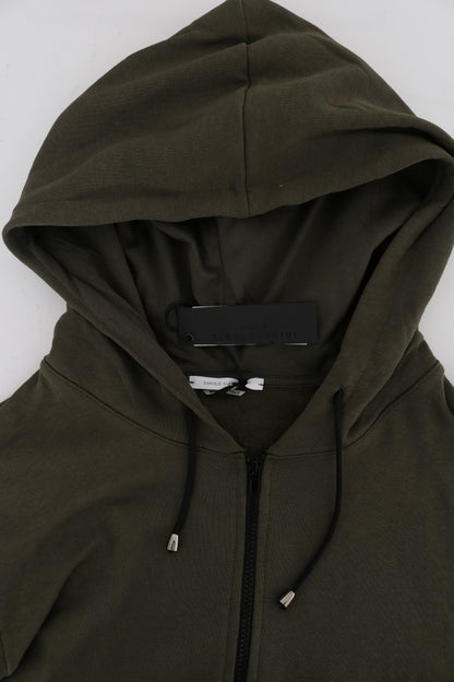 Pull en coton à capuche avec fermeture éclair intégrale verte de Daniele Alessandrini