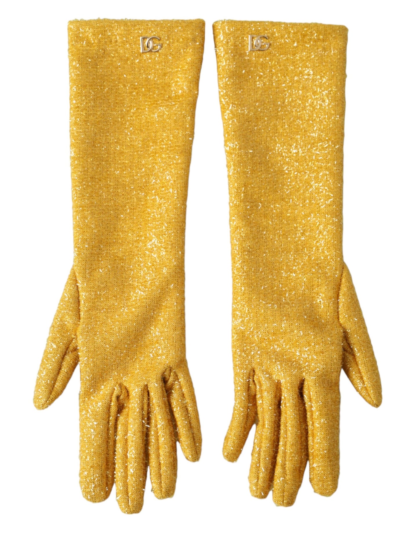 Dolce & Gabbana Gold Lurex Fantasia Mid Arm Length Handschoenen