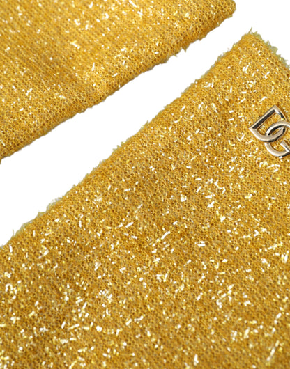 Dolce & Gabbana Gold Lurex Fantasia Mid Arm Length Handschoenen
