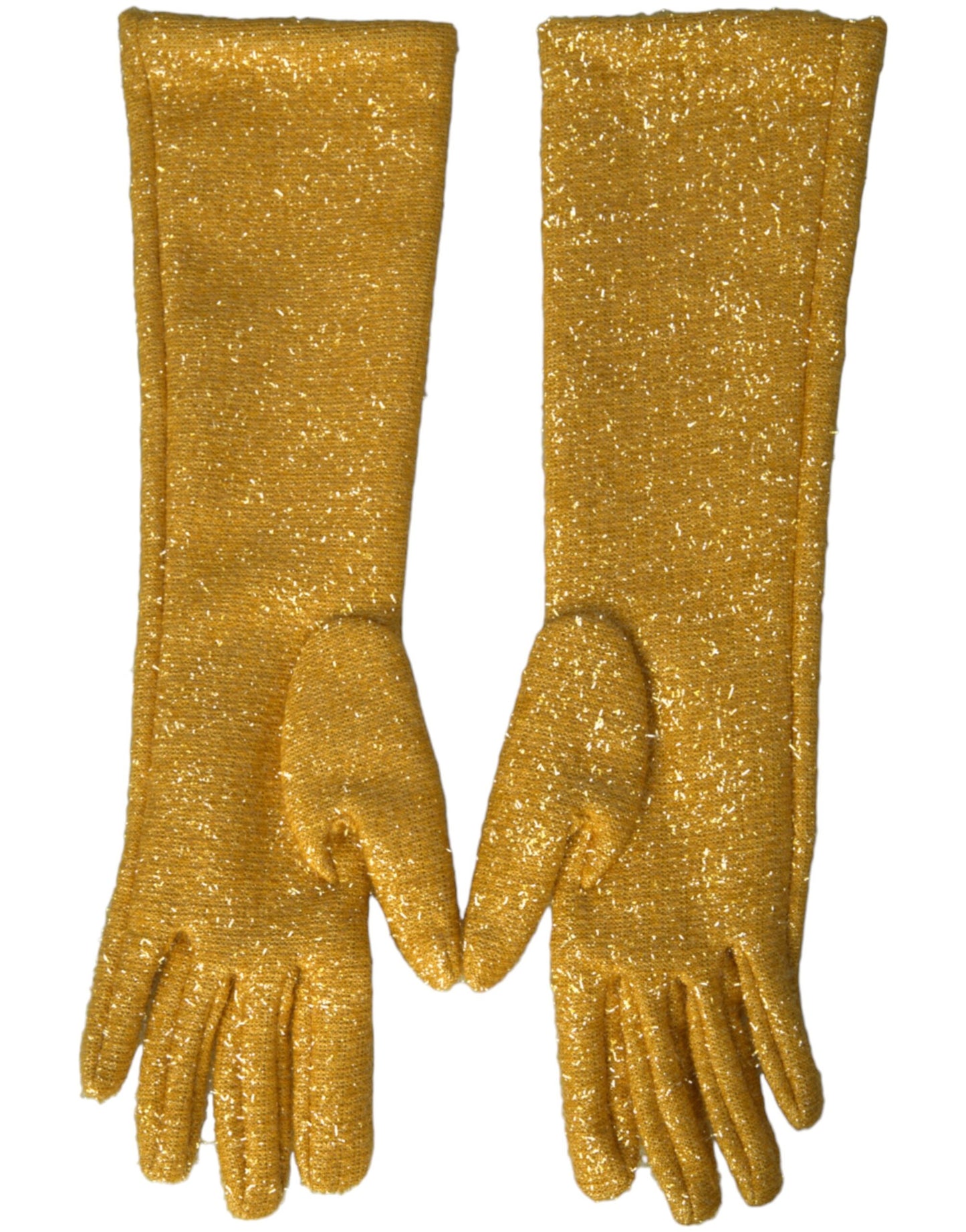 Dolce & Gabbana Gold Lurex Fantasia Mid Arm Length Handschoenen
