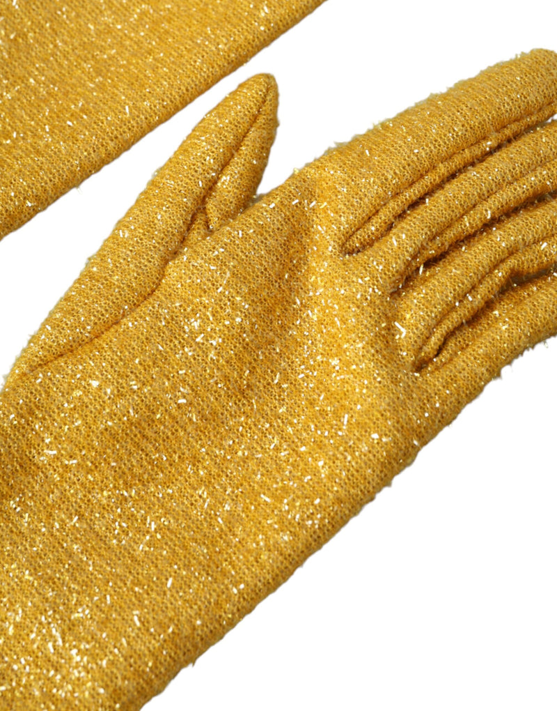 Gants Fantasia Mid Arm en Lurex Doré Dolce & Gabbana