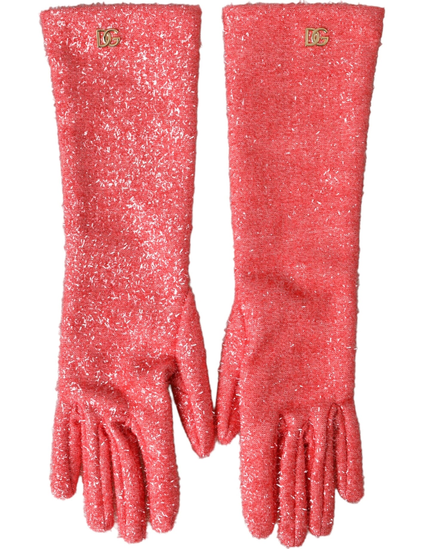 Dolce & Gabbana roze Lurex Fantasia handschoenen tot de middellange arm