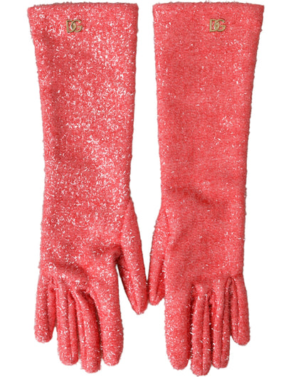 Dolce & Gabbana roze Lurex Fantasia handschoenen tot de middellange arm