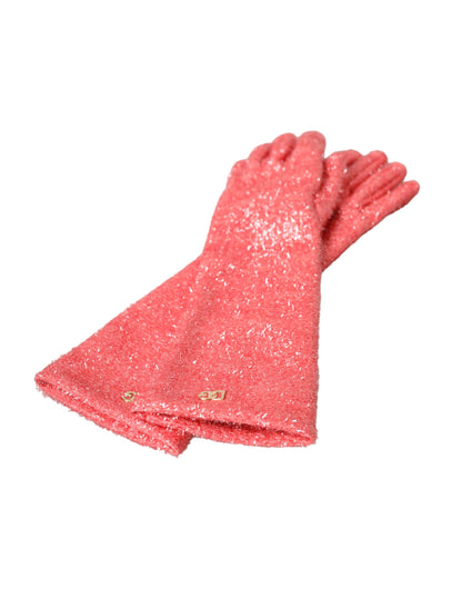 Dolce & Gabbana roze Lurex Fantasia handschoenen tot de middellange arm