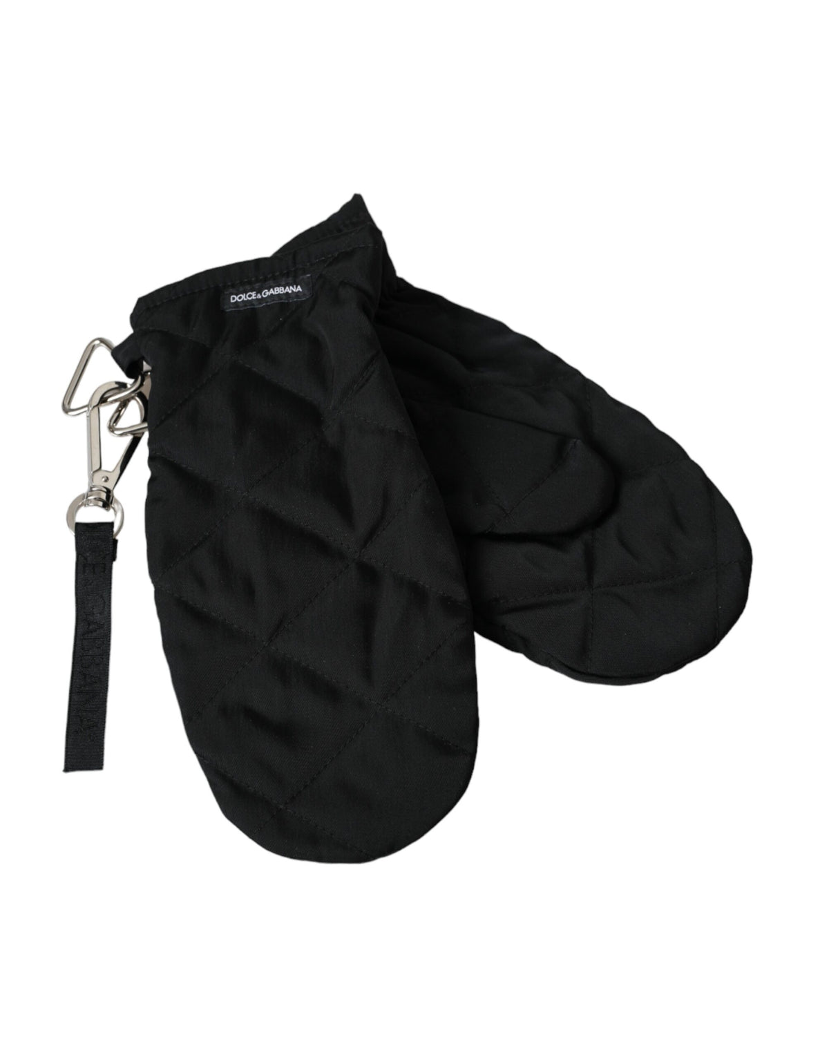 Gants Mitaines en Nylon Matelassé Noir Dolce & Gabbana