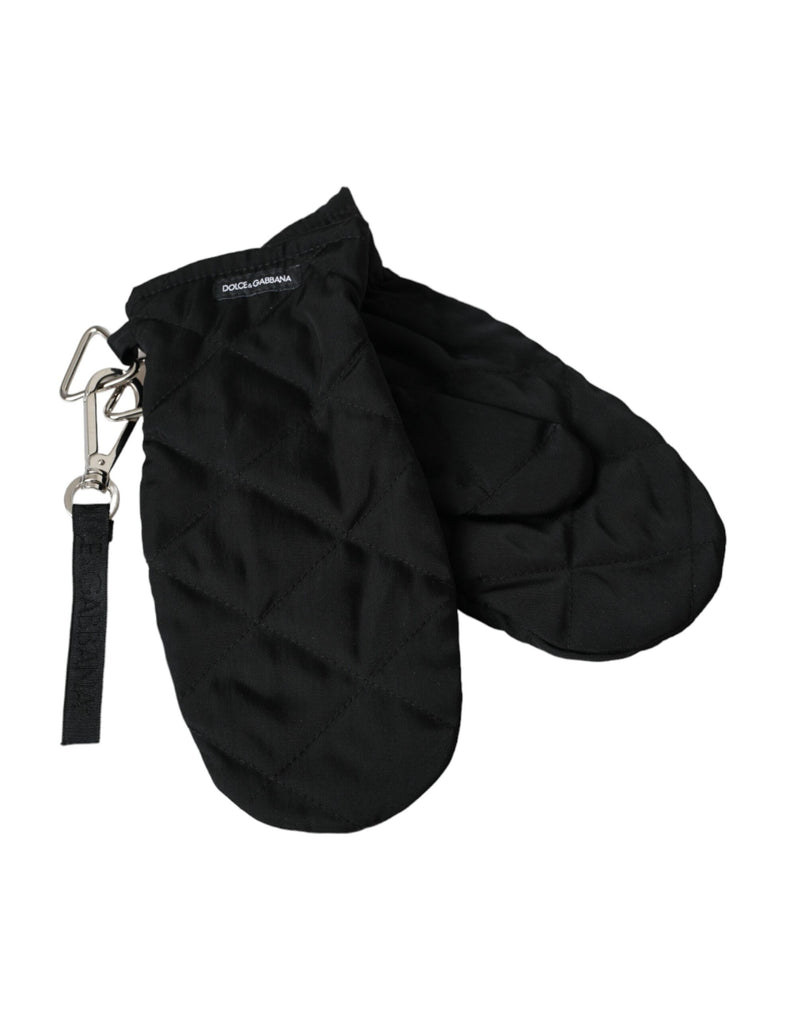 Gants Mitaines en Nylon Matelassé Noir Dolce & Gabbana