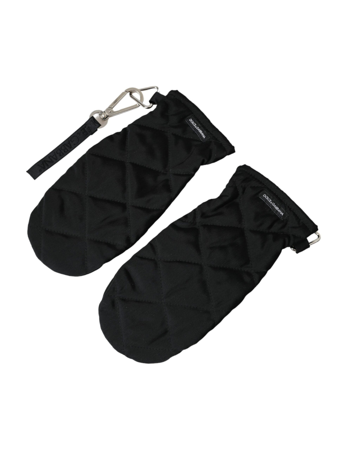 Gants Mitaines en Nylon Matelassé Noir Dolce & Gabbana
