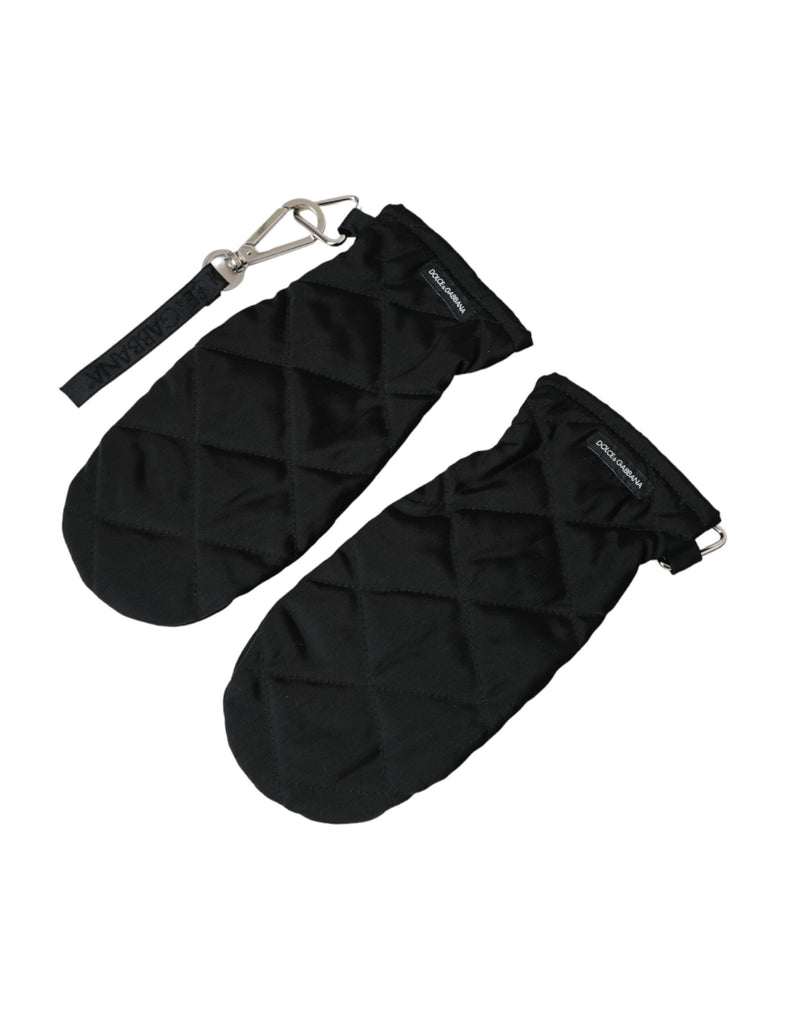 Gants Mitaines en Nylon Matelassé Noir Dolce & Gabbana