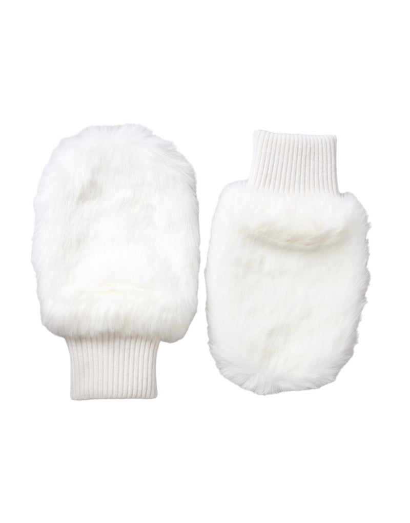 Gants Mitaines en Fourrure Tricotée Blancs Dolce & Gabbana