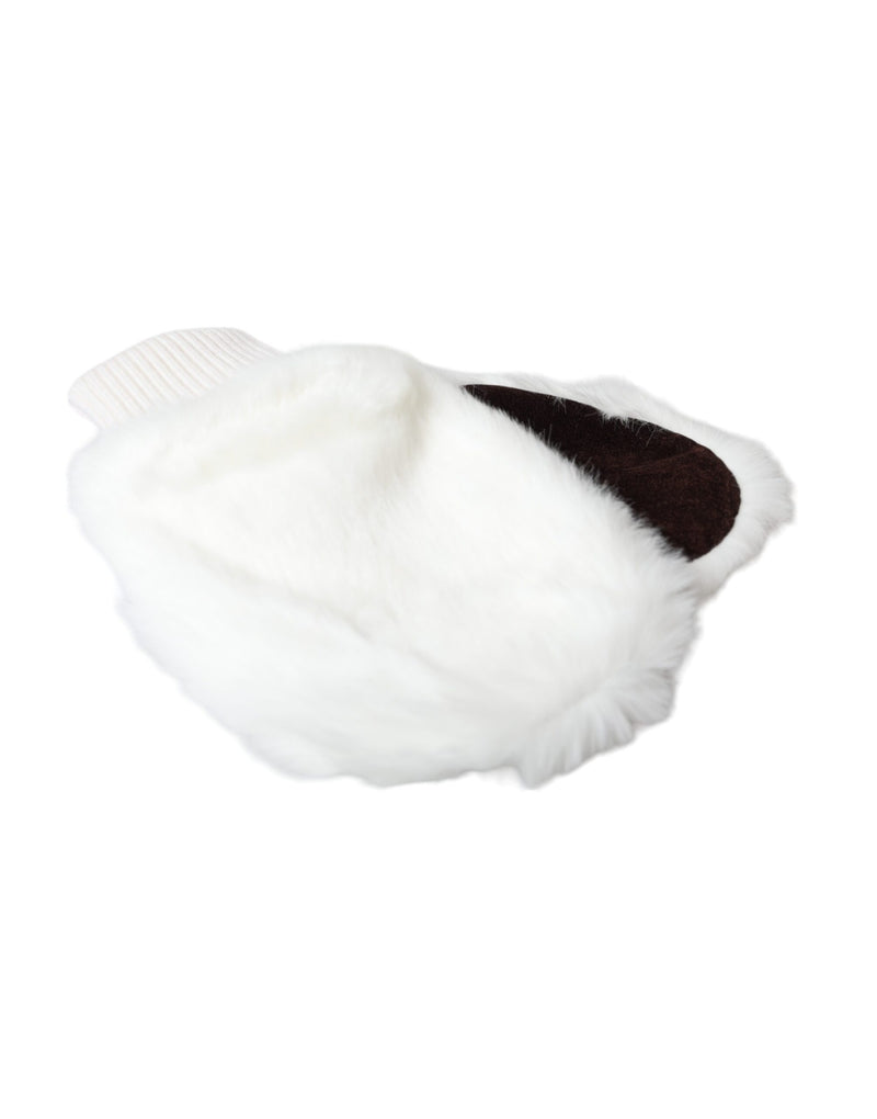 Gants Mitaines en Fourrure Tricotée Blancs Dolce & Gabbana