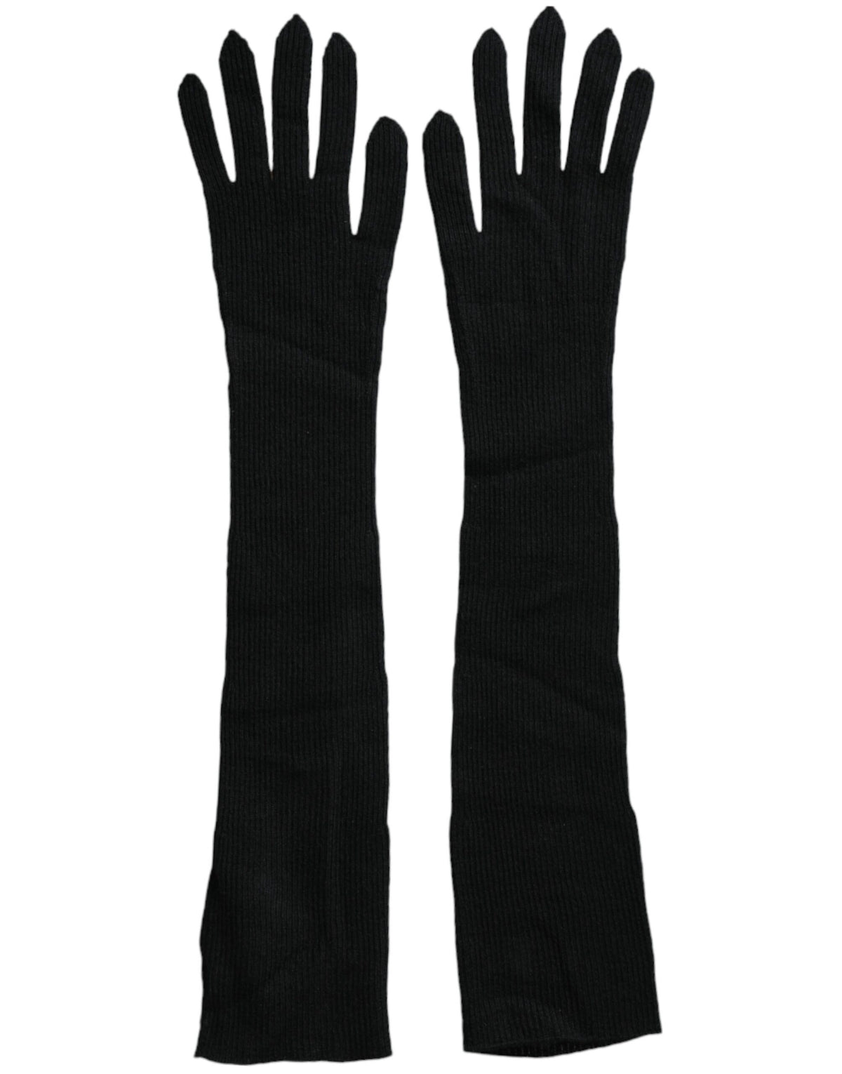 Dolce & Gabbana Gants en Cachemire Noir Longs jusqu'au Coude
