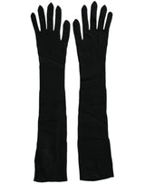 Dolce & Gabbana Gants en Cachemire Noir Longs jusqu'au Coude