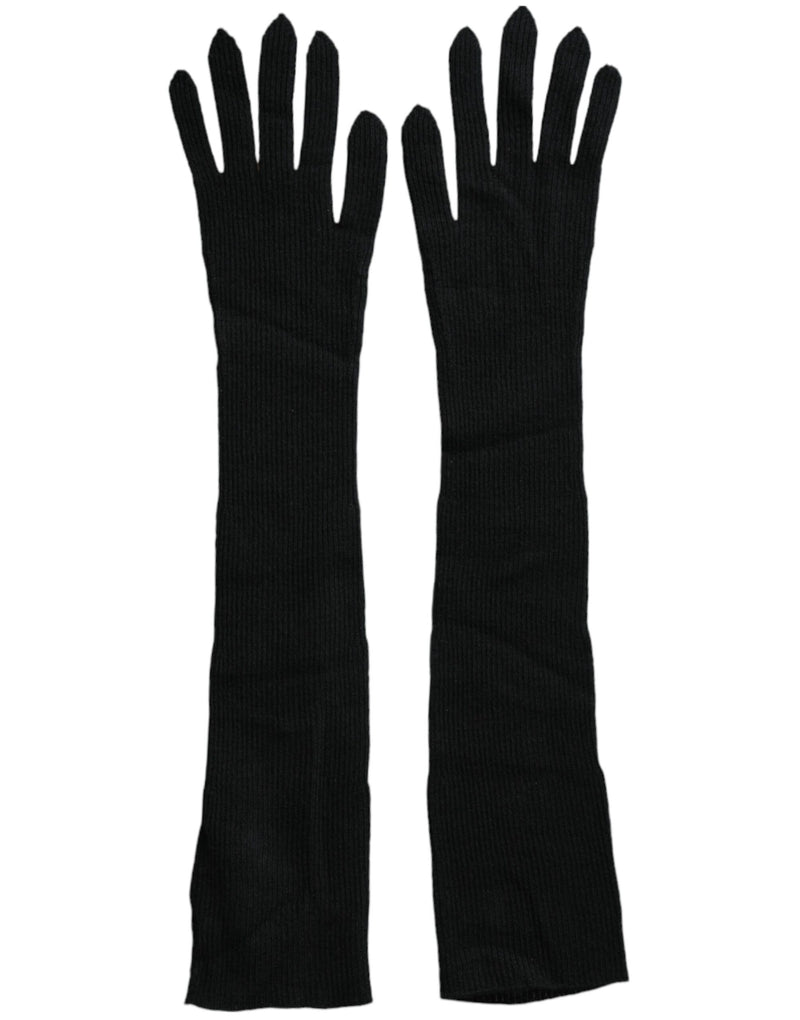 Dolce & Gabbana Gants en Cachemire Noir Longs jusqu'au Coude