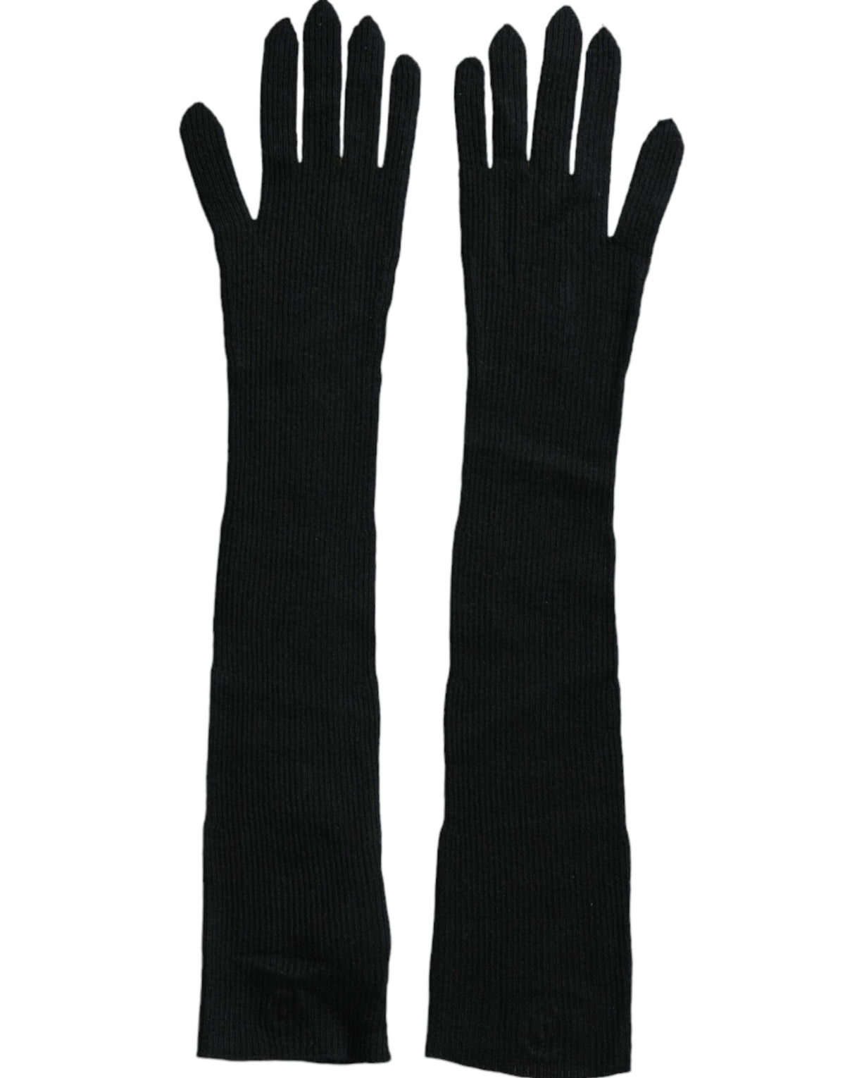 Dolce & Gabbana Gants en Cachemire Noir Longs jusqu'au Coude