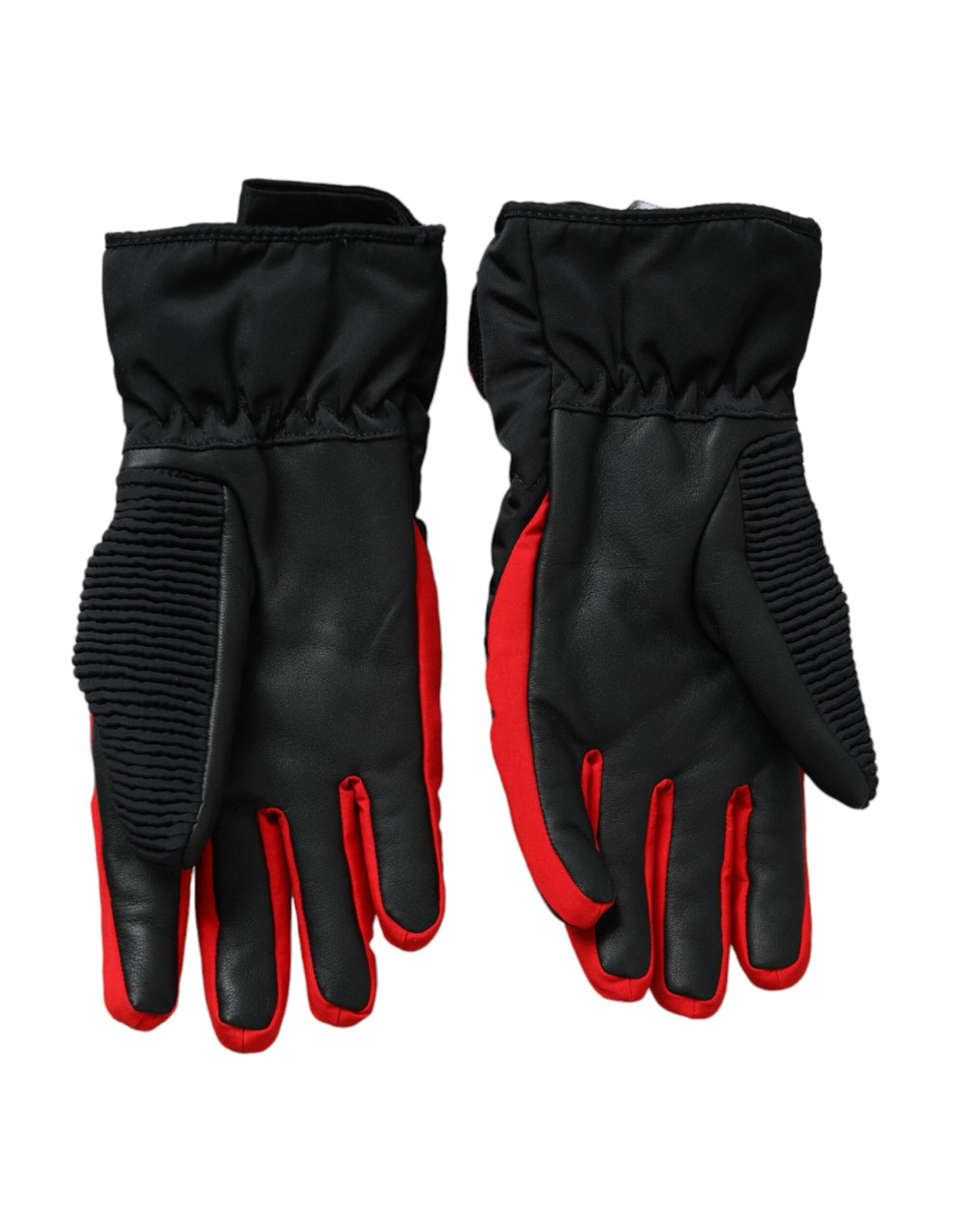 Gants Dolce & Gabbana en nylon noir et rouge jusqu'au poignet