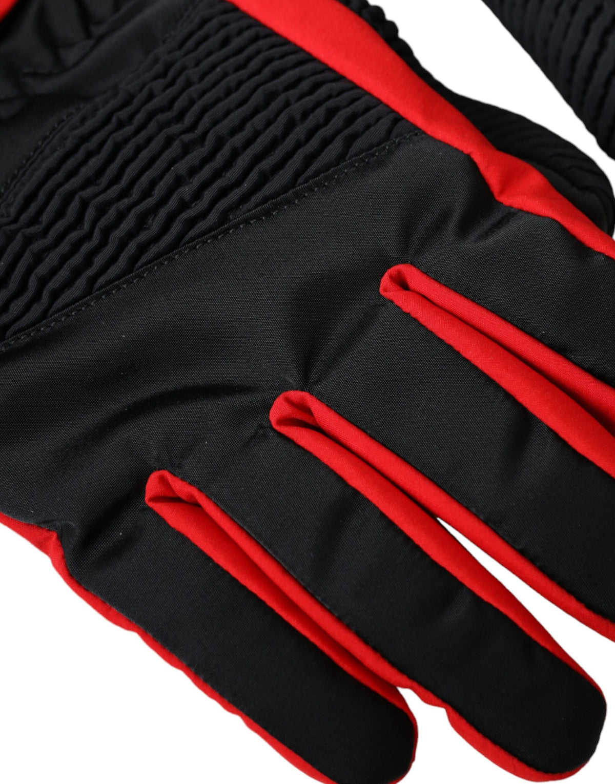 Gants Dolce & Gabbana en nylon noir et rouge jusqu'au poignet