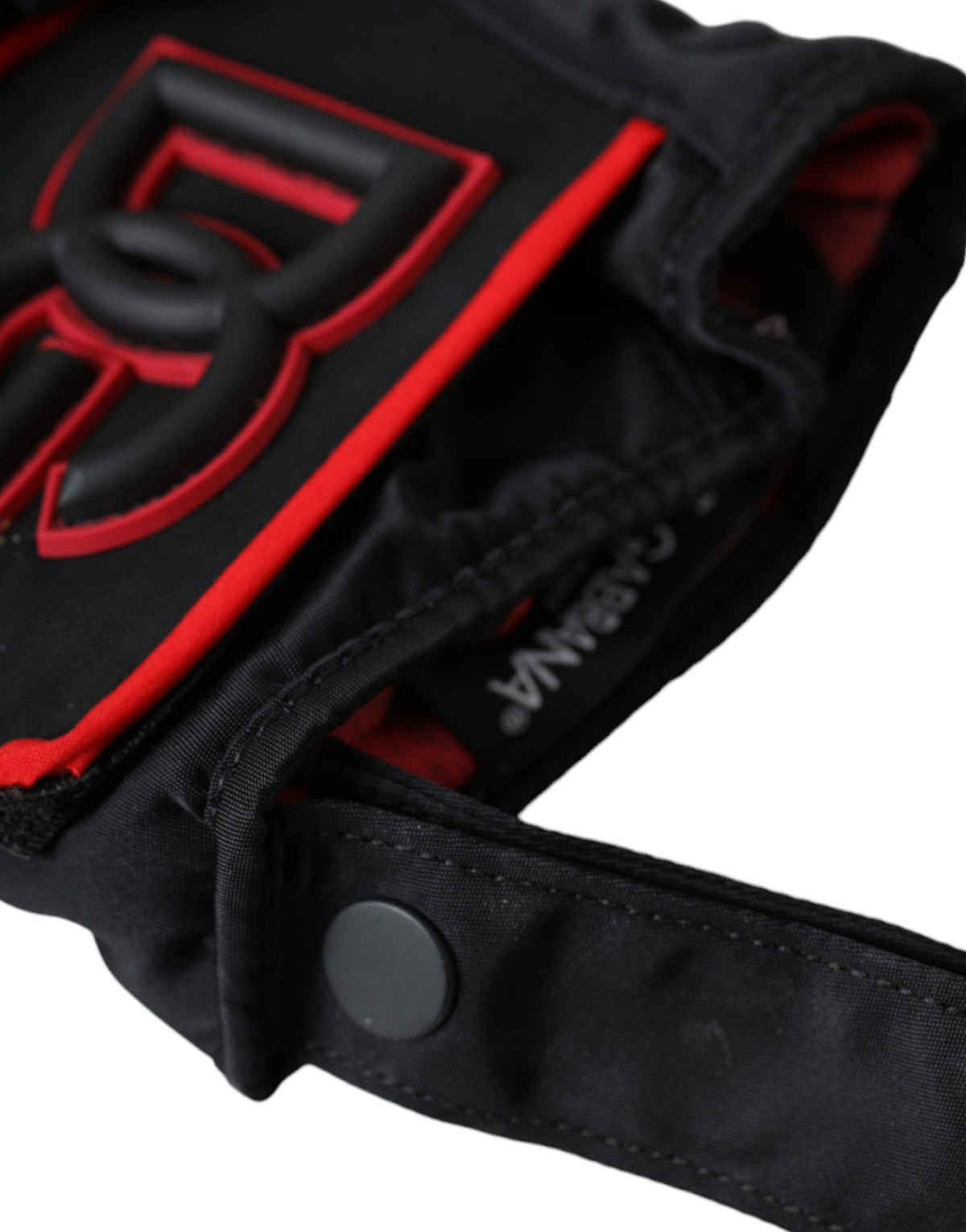 Gants Dolce & Gabbana en nylon noir et rouge jusqu'au poignet