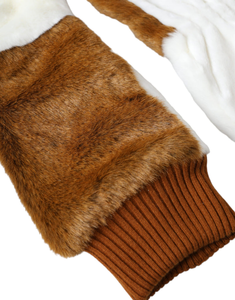 Gants Mitaines en Acrylique Tricoté Brun et Blanc Dolce & Gabbana
