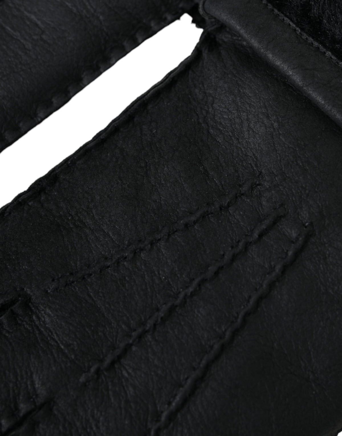 Gants courts en cuir et fourrure noirs Dolce & Gabbana