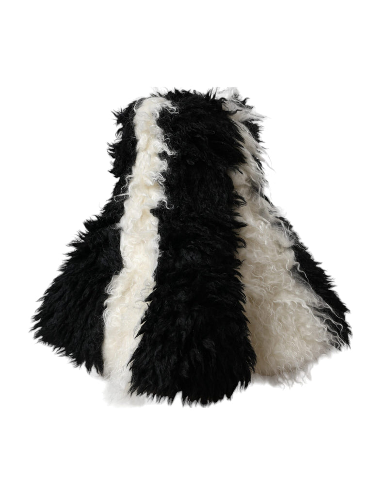 Chapeau Bucket en Mohair Noir et Blanc de Dolce & Gabbana