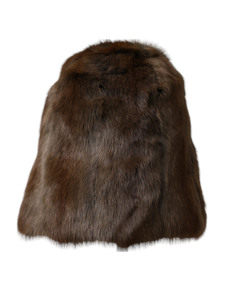 Dolce & Gabbana Brown Weasel Fur Beanie for Women