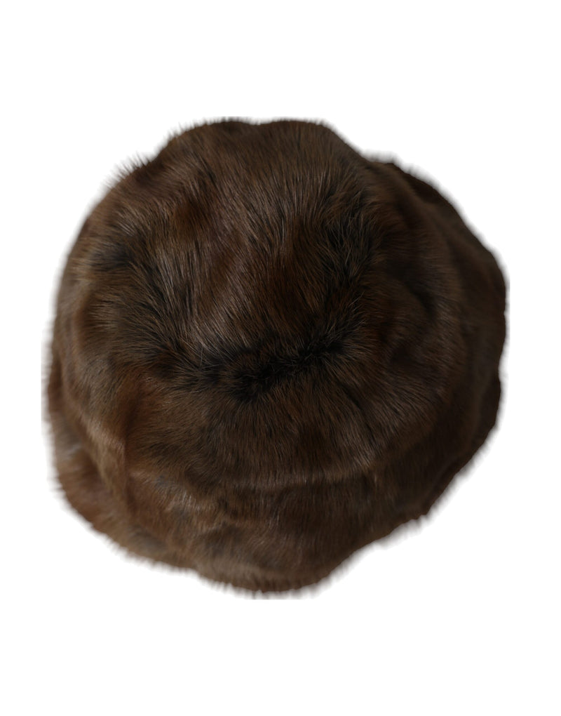 Dolce & Gabbana Brown Weasel Fur Beanie for Women