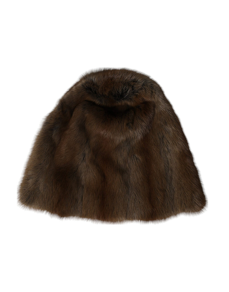 Dolce & Gabbana Brown Weasel Fur Beanie for Women