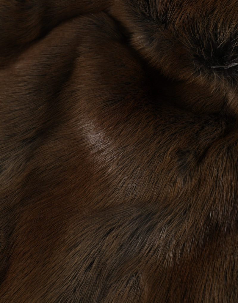 Dolce & Gabbana Brown Weasel Fur Beanie for Women