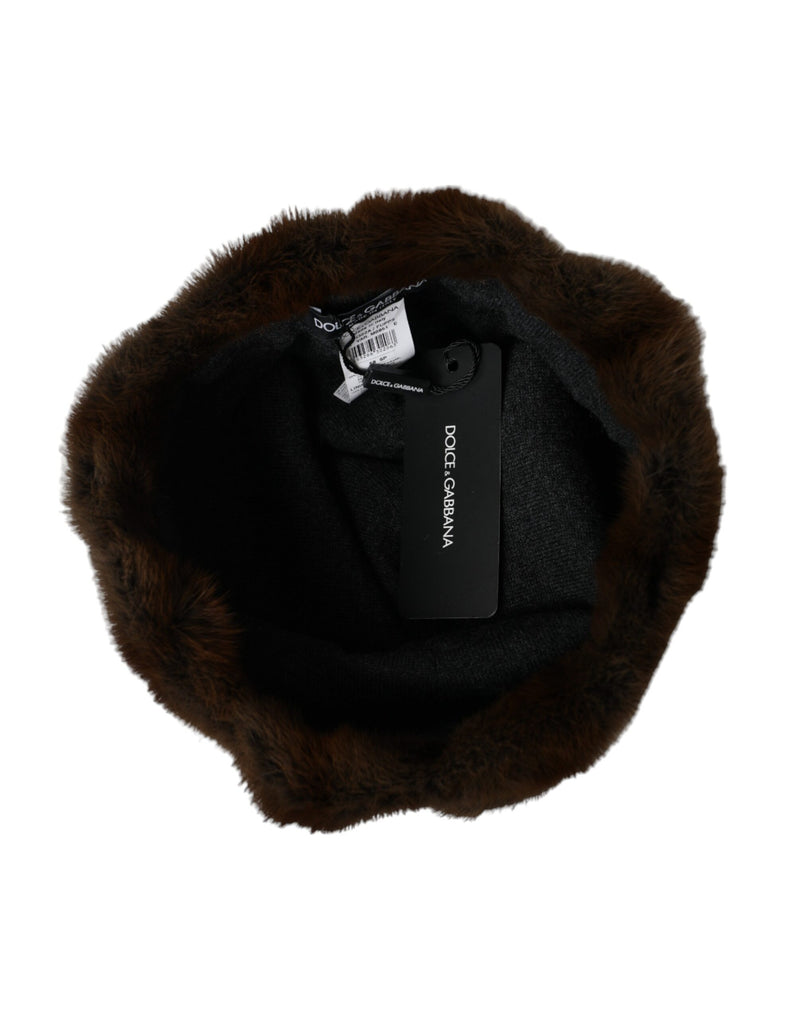 Dolce & Gabbana Brown Weasel Fur Beanie for Women