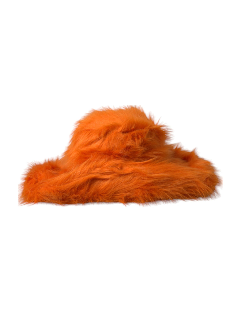 Dolce & Gabbana Orange Faux Fur Fedora Hat