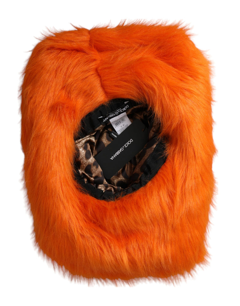 Dolce & Gabbana Orange Faux Fur Fedora Hat