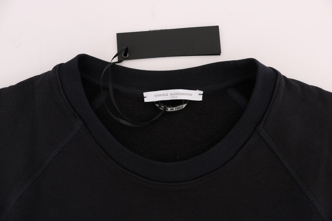 Pull en coton bleu à col rond Daniele Alessandrini