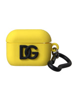 Dolce & Gabbana Étui Airpods en Silicone Jaune avec Logo Embossé