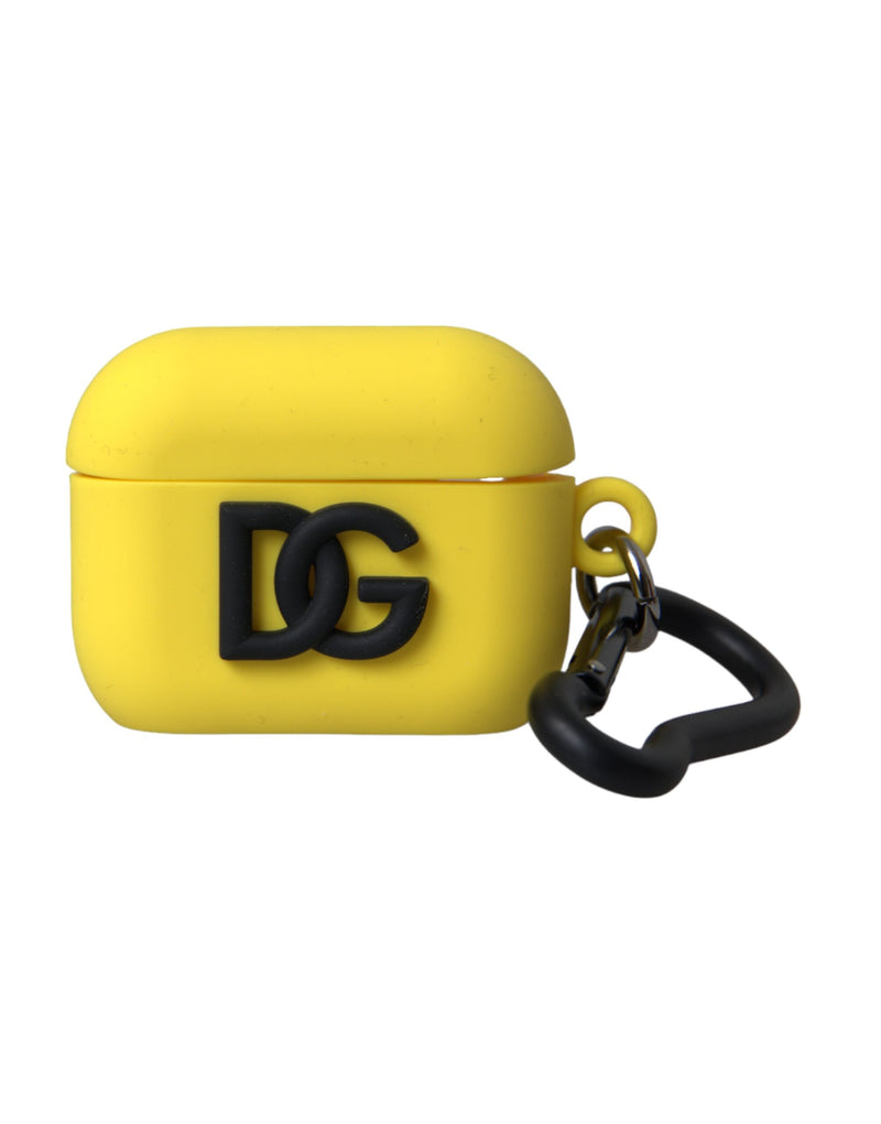 Dolce & Gabbana Étui Airpods en Silicone Jaune avec Logo Embossé