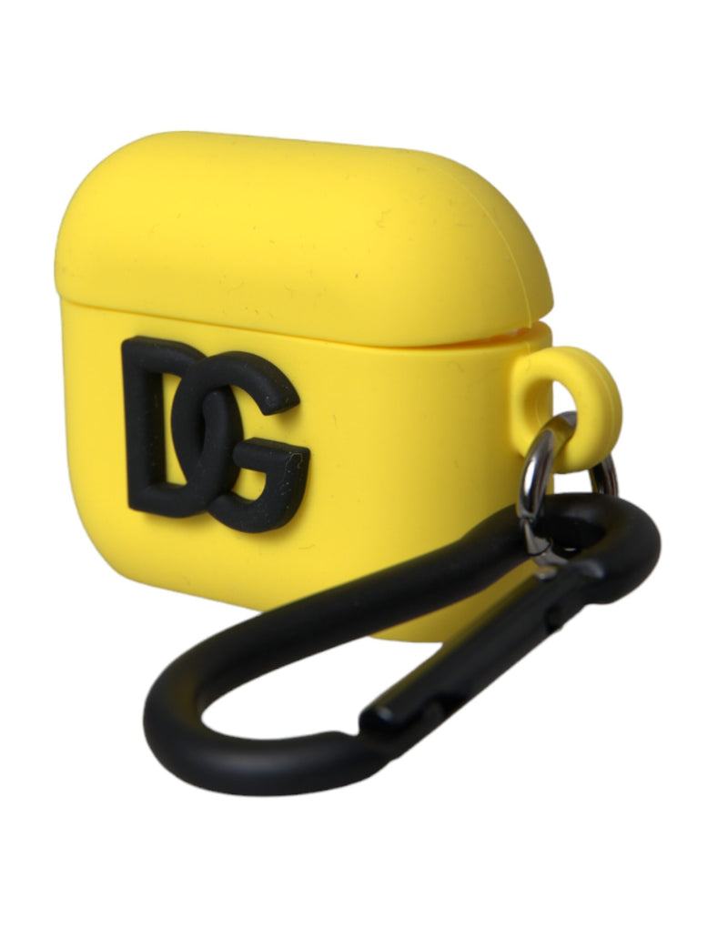 Dolce & Gabbana Étui Airpods en Silicone Jaune avec Logo Embossé
