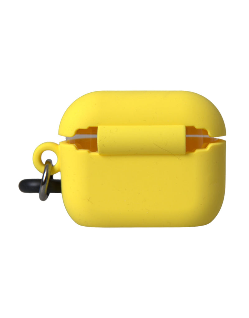Dolce & Gabbana Étui Airpods en Silicone Jaune avec Logo Embossé