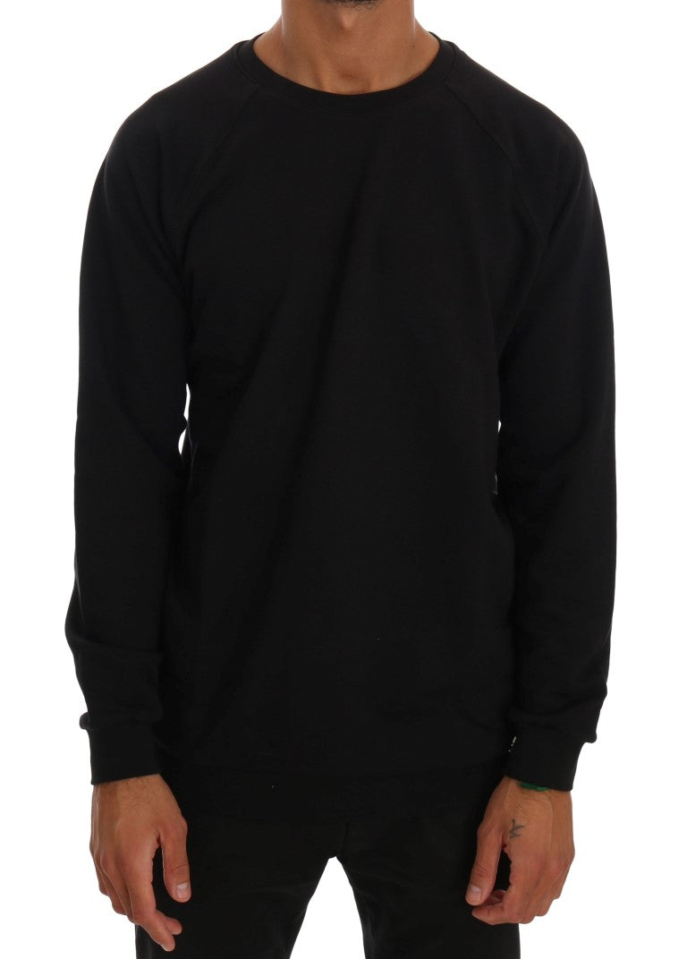 Pull en coton noir à col rond Daniele Alessandrini
