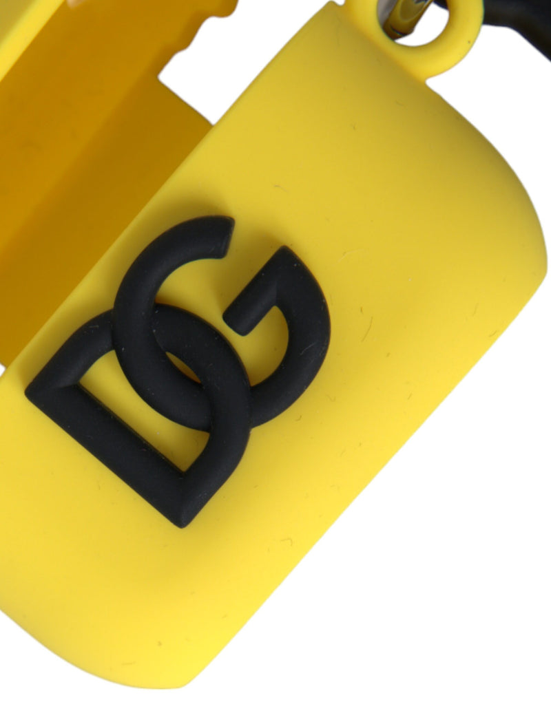 Dolce & Gabbana Étui Airpods en Silicone Jaune avec Logo Embossé