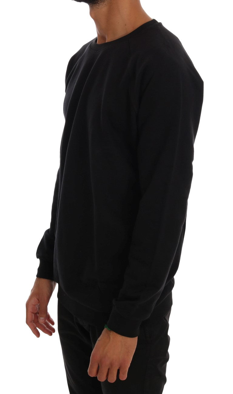 Pull en coton noir à col rond Daniele Alessandrini