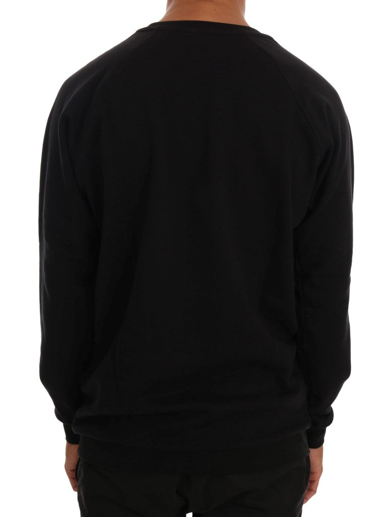 Pull en coton noir à col rond Daniele Alessandrini