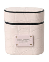 Dolce & Gabbana Light Pink Leather Airpods Case with Metal Logo