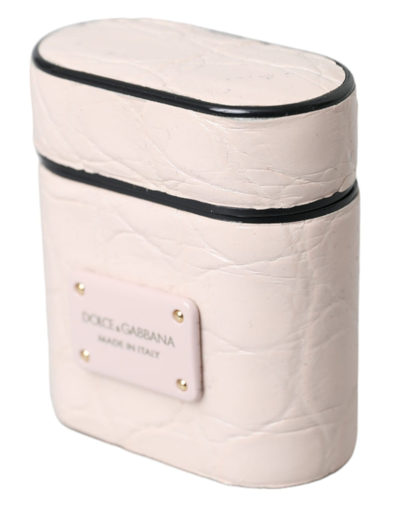 Dolce & Gabbana Light Pink Leather Airpods Case with Metal Logo