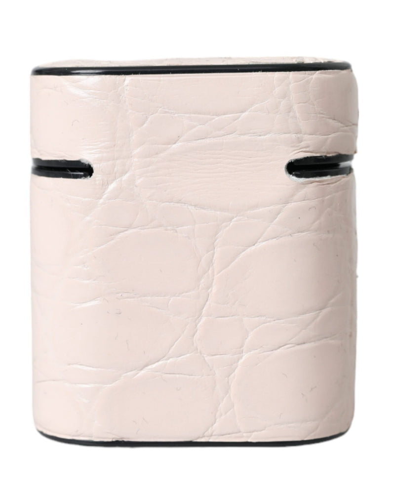 Dolce & Gabbana Light Pink Leather Airpods Case with Metal Logo