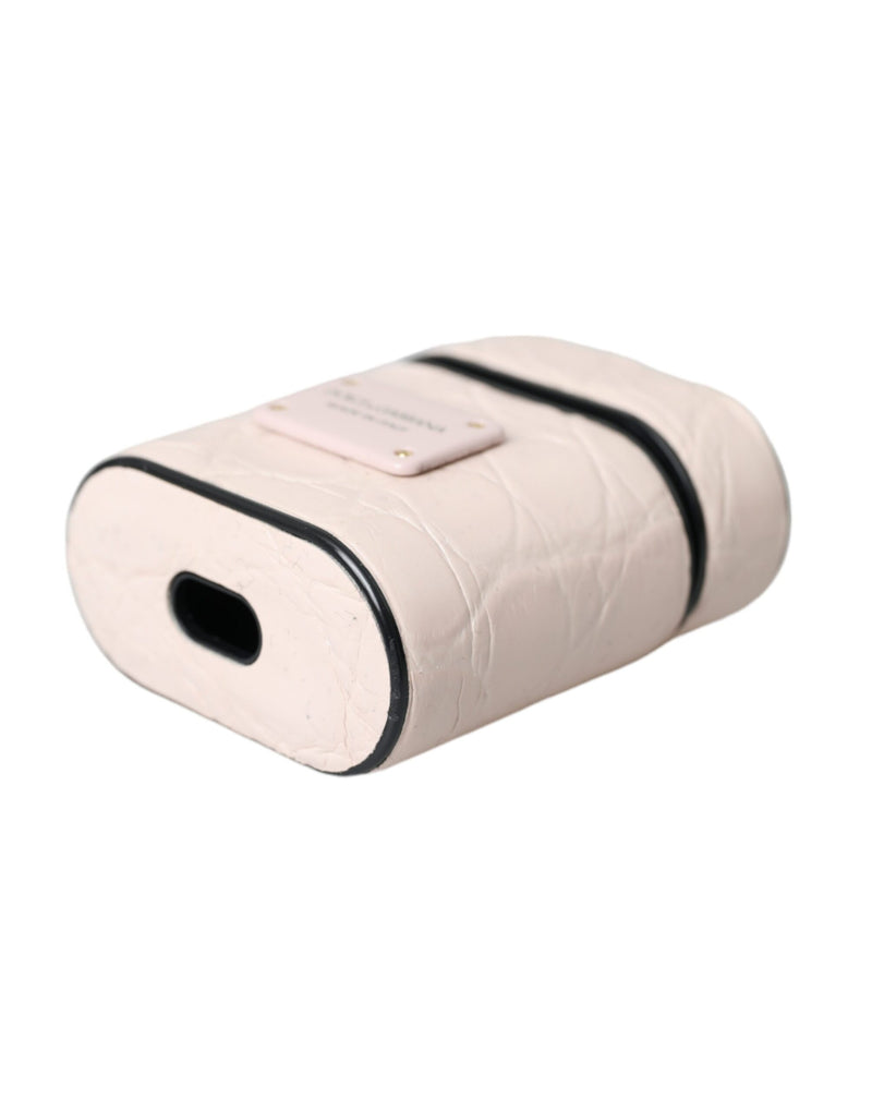 Dolce & Gabbana Light Pink Leather Airpods Case with Metal Logo